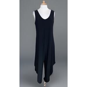 Vtg Nicole Miller Wide Leg Jumpsuit Romper 90s Baggy Grunge Goth Black SIZE L